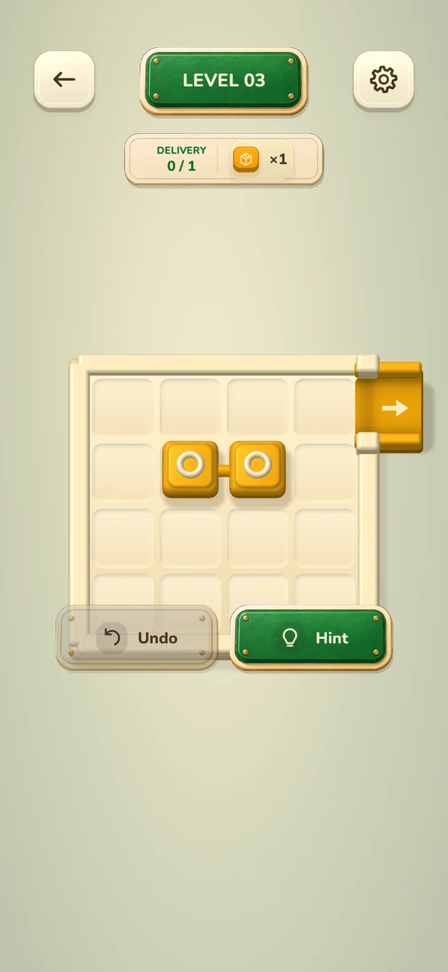 Cargo Twist puzzle with connected colored cargo and matching exits