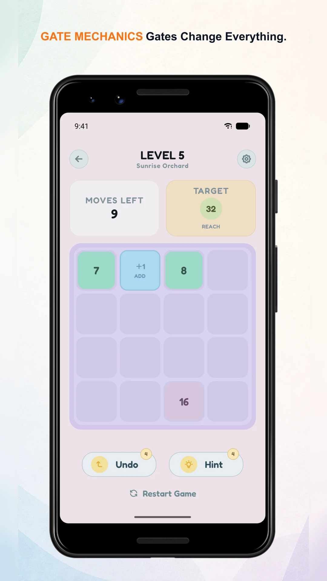 Gate Merge gameplay with number tiles and transformation gates